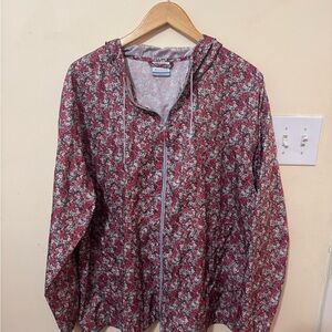 Columbia Red Floral Hooded Utility Jacket